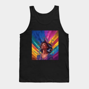 Black Woman, Doves of Peace, and a Background Full of Life Tank Top